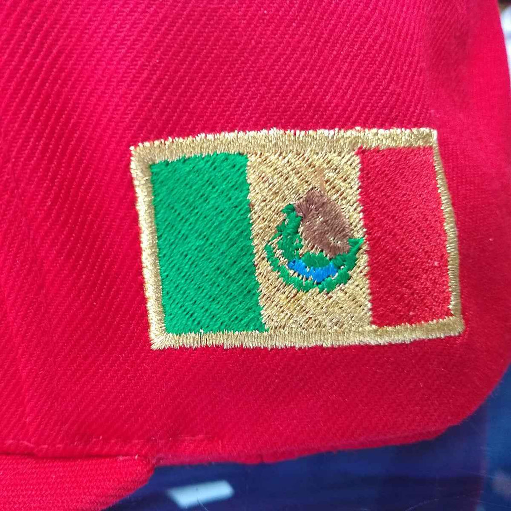 Embroidered SnapBack Mexican Bull logo Red Hat