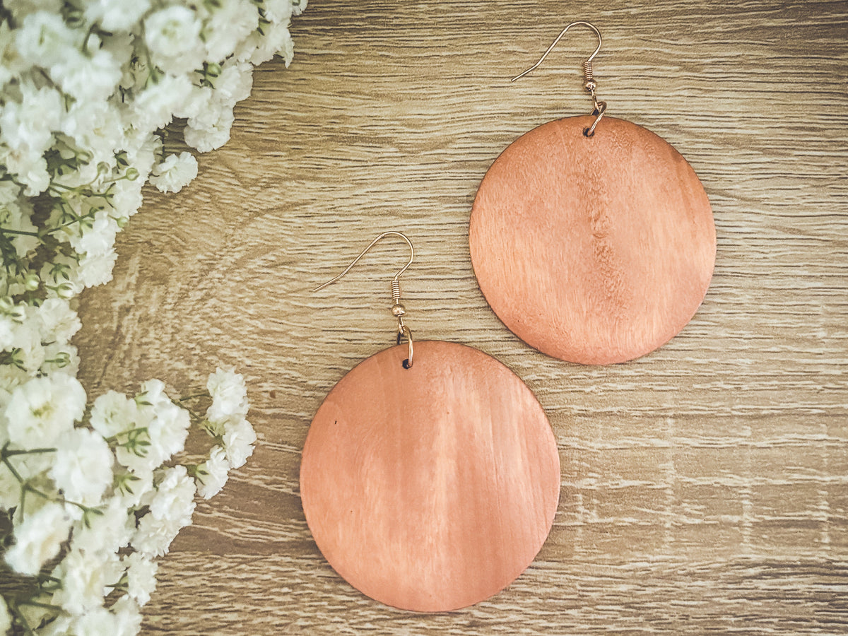 Beautiful Wood Circle Earrings