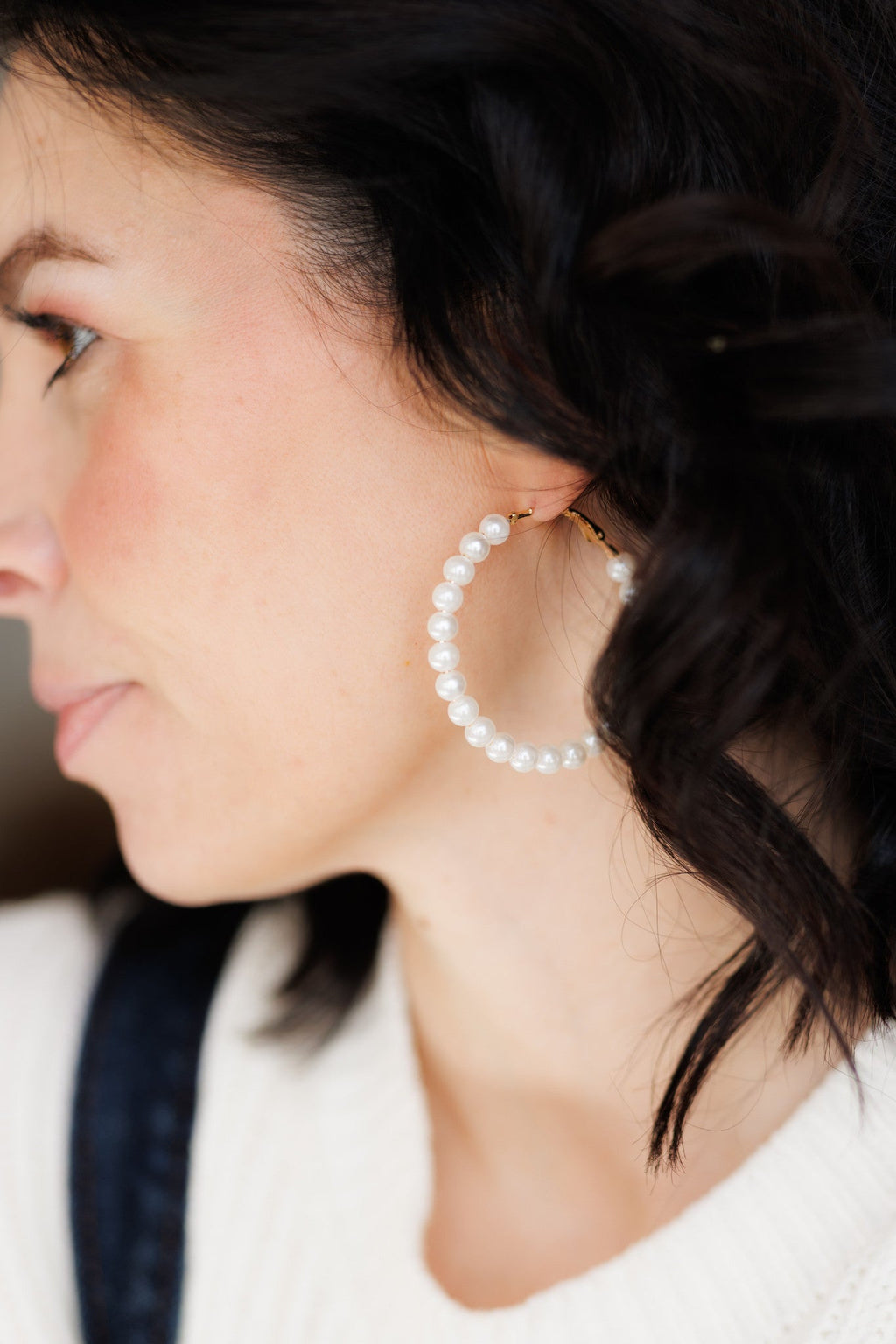 Beautiful Pearl Hoops