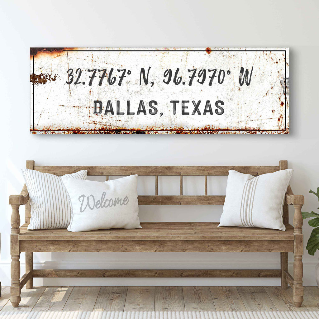 Home Coordinates Rustic Sign
