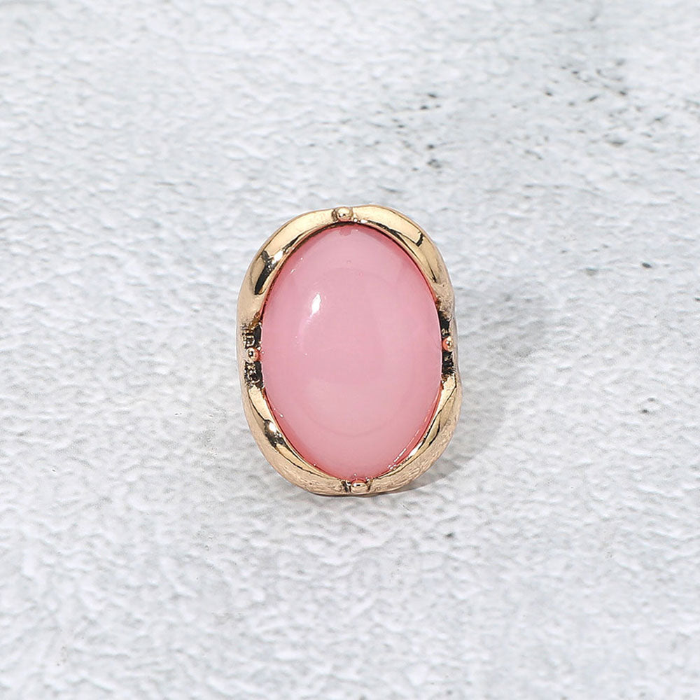 Oval Stone Accent Adjustable Statement Ring