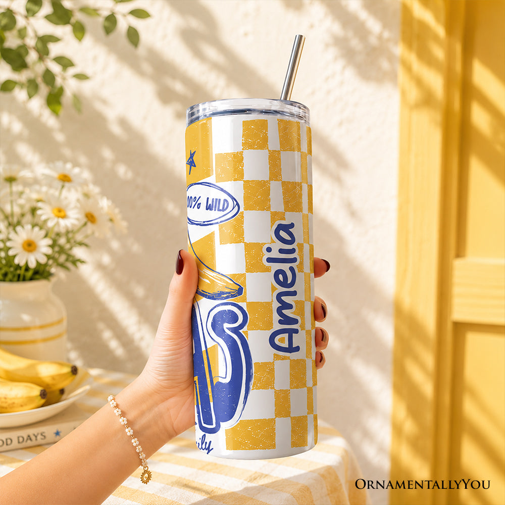 That's Bananas Summer 20oz Personalized Tumbler With Lid and Stainless Steel Straw, Funny Tropical Fruit Gift Cup