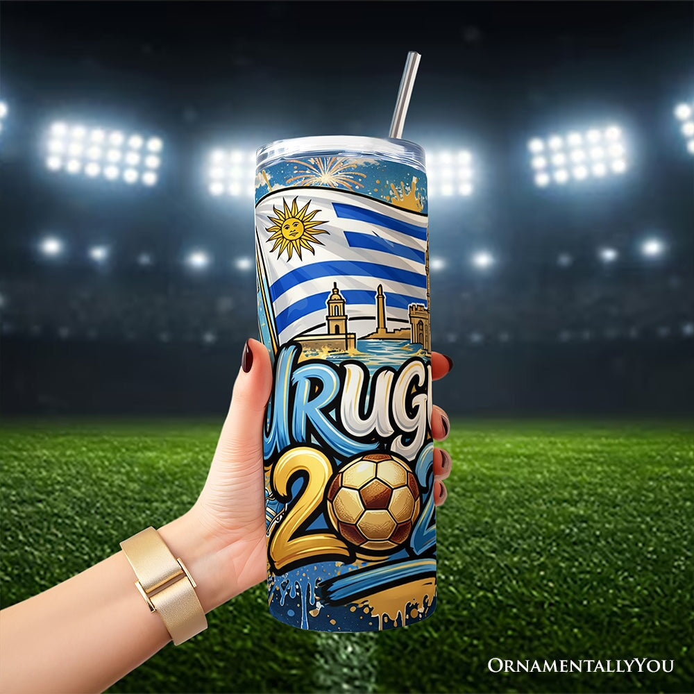 Uruguay 2026 Soccer Cup Global Championship 20oz Tumbler With Lid and Stainless Steel Straw, Fans Football Gift Cup