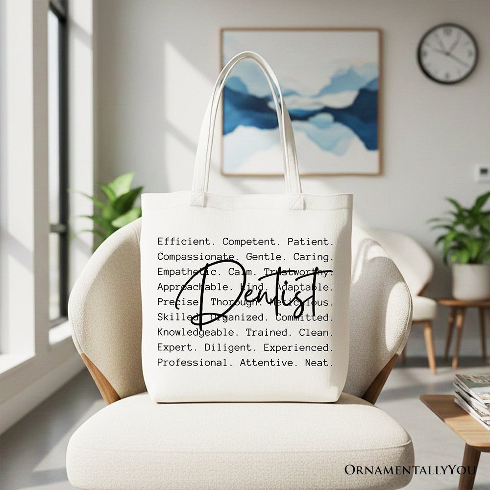 Dentist Definition Canvas Tote Bag, Dental Appreciation Words Gift Shopper