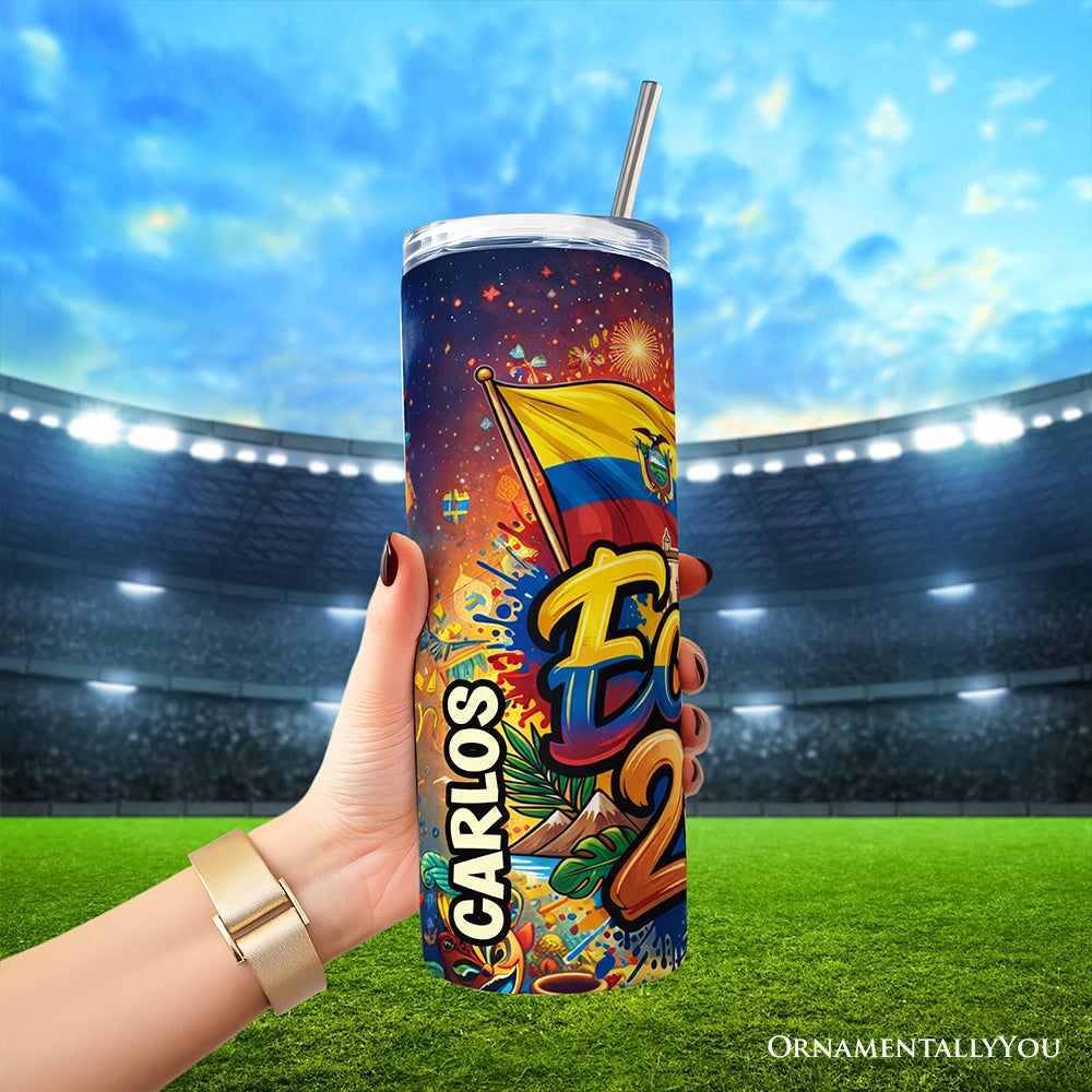 Ecuador 2026 Soccer Cup Global Championship 20oz Tumbler With Lid and Stainless Steel Straw, Fans Football Gift Cup