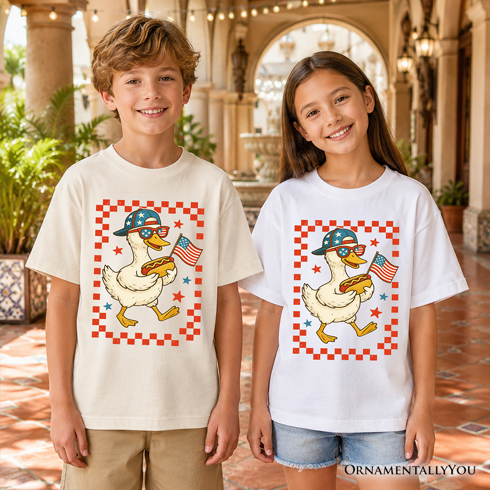 Kids 4th of July Patriotic Duck T-Shirt, Funny Youth Independence Day Tee