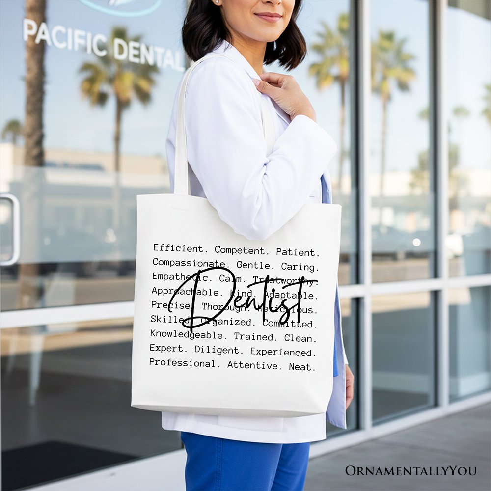 Dentist Definition Canvas Tote Bag, Dental Appreciation Words Gift Shopper