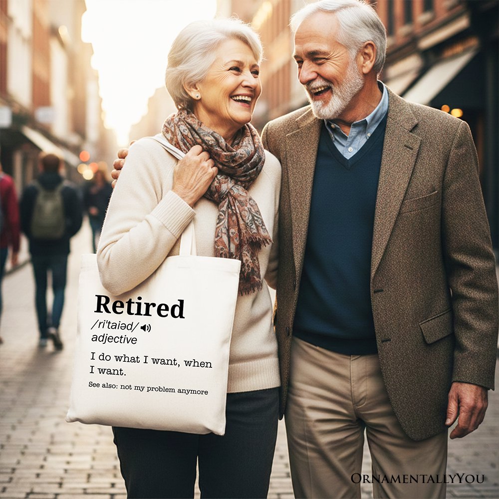 Retired Definition Canvas Tote Bag, Funny Retirement Gift Shopper for New Retirees and Unbothered Legends