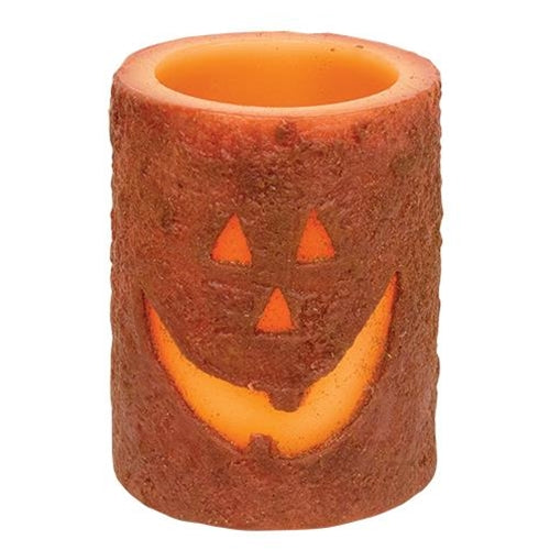 Jack O Lantern Timer Pillar Candle 4" Fall Decor