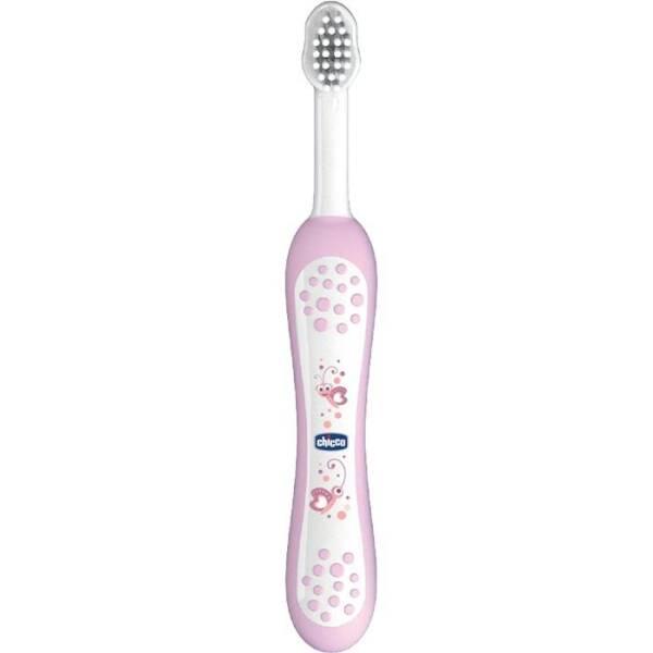 Chicco Baby Toothbrush 6+ Months - Extra Soft Bristles, Gentle Oral Care for Infants, Ergonomic Non-Slip Handle, Fun Designs