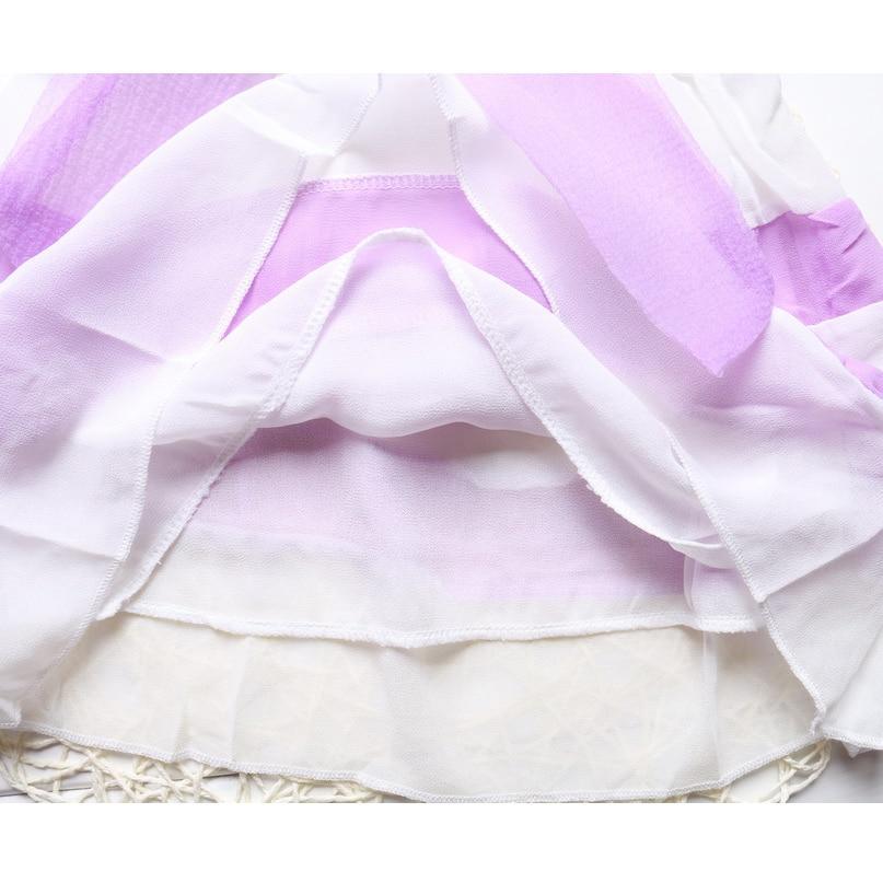 Luxury Summer Fashion Purple Stripe Round Neck Sleeveless Chiffon Dresses for baby Girls With Big Bow
