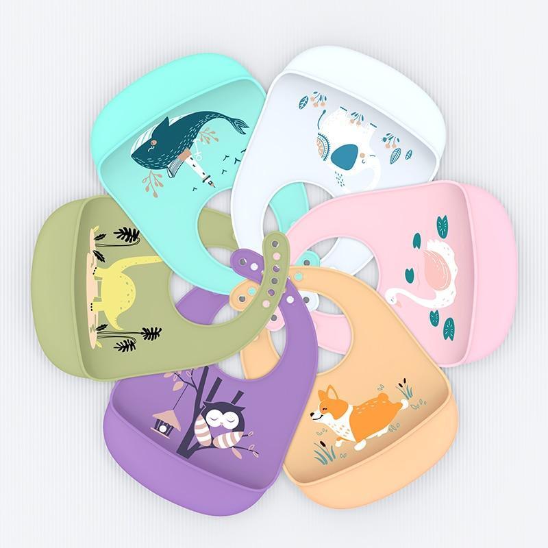 Adjustable Oil-proof  Food Grade Silicone Drool bib Soft And Comfortable Saliva Towel Lunch Baby Bib For Babies and Kids