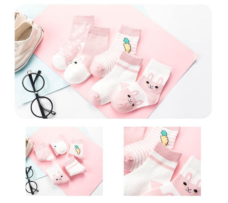 Luxury Modern 5pair Socks Set Kids Soft Cotton Socks Baby Cute Cartoon Warm Dots Fashion Sport Socks For Firls and Boys Kids