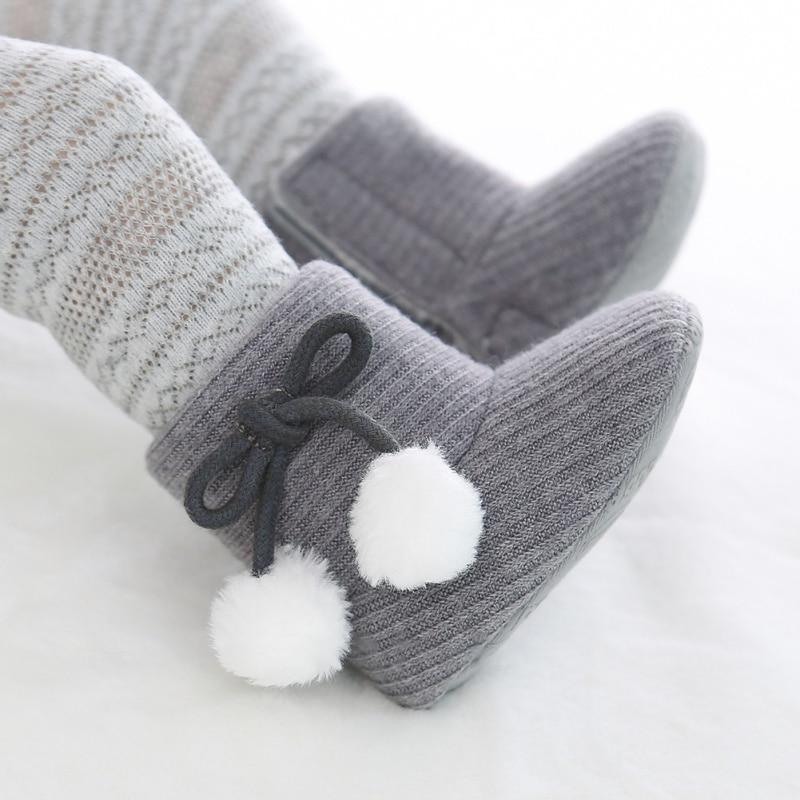 Cute Baby Infants Shoes Dot Knitting Boots Casual Non-slip Soft Soled Walking Shoes