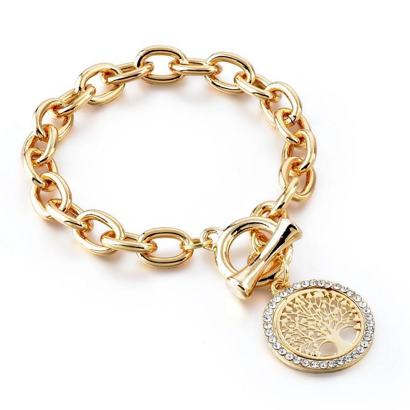 Modern New Fashion Elegant Chain Medalon Bracelet Amazing Luxury Classic Bracelet Women's Gold Bracelets Vintage Tree Of Life