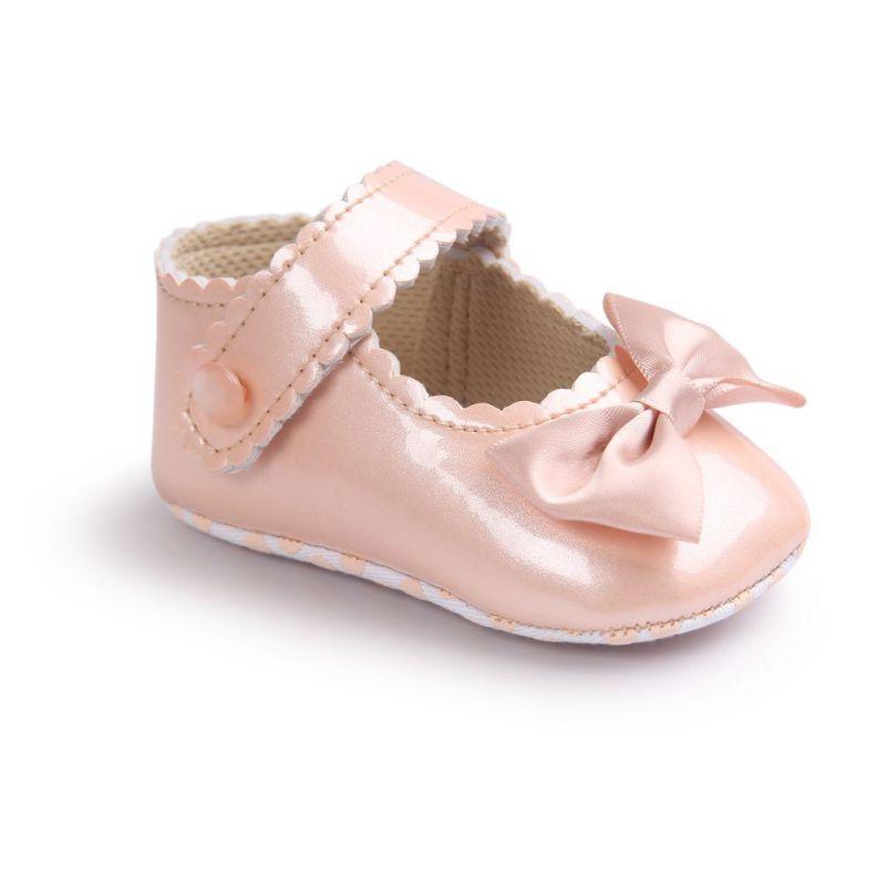 Red Princess Baby Girl Shoes Newborns Butterfly-knot PU Leather Shoes Infants Crib Soft Fashion Footwear Shoes