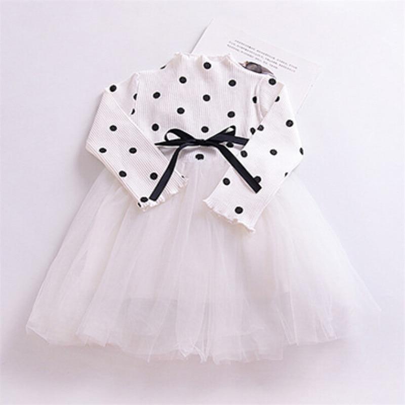 Modern Winter Flower Long Sleeve Smash Cake Baby Girls Dress For 1-5 Year Little Princess