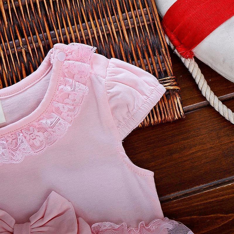 Pink Baby Luxury Bodysuit Infant Girls Princess Puffy Dress Baby Gown Party Wedding Excellent Girls Gift