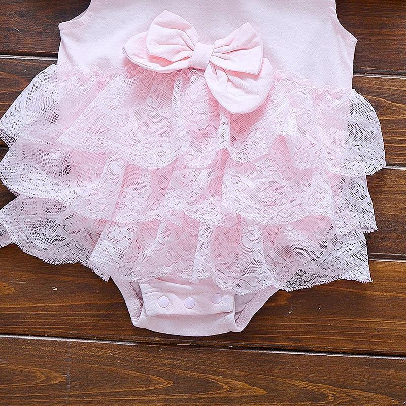 Pink Baby Luxury Bodysuit Infant Girls Princess Puffy Dress Baby Gown Party Wedding Excellent Girls Gift