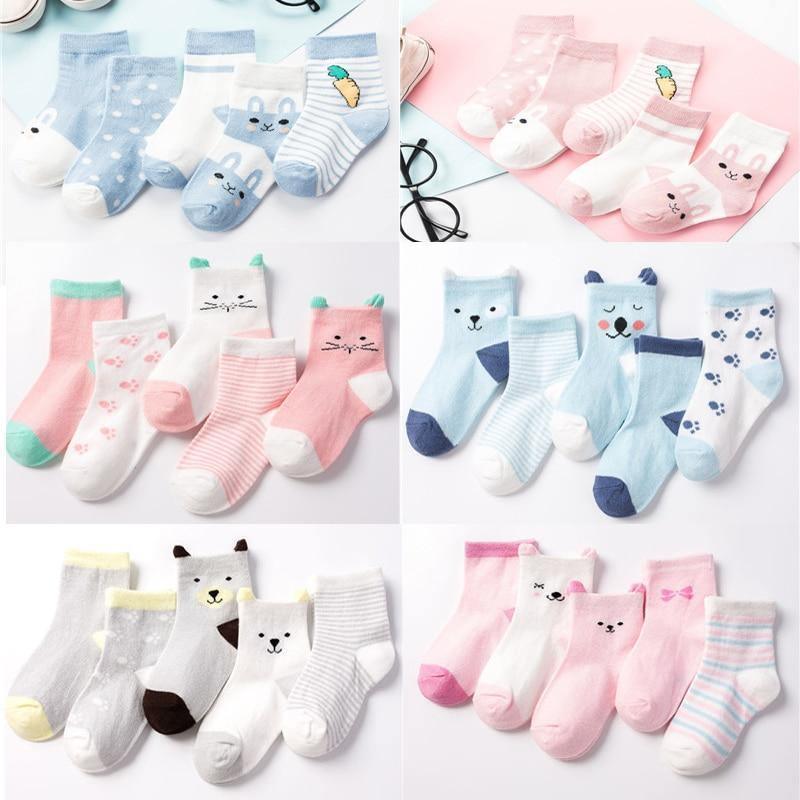 Luxury Modern 5pair Socks Set Kids Soft Cotton Socks Baby Cute Cartoon Warm Dots Fashion Sport Socks For Firls and Boys Kids