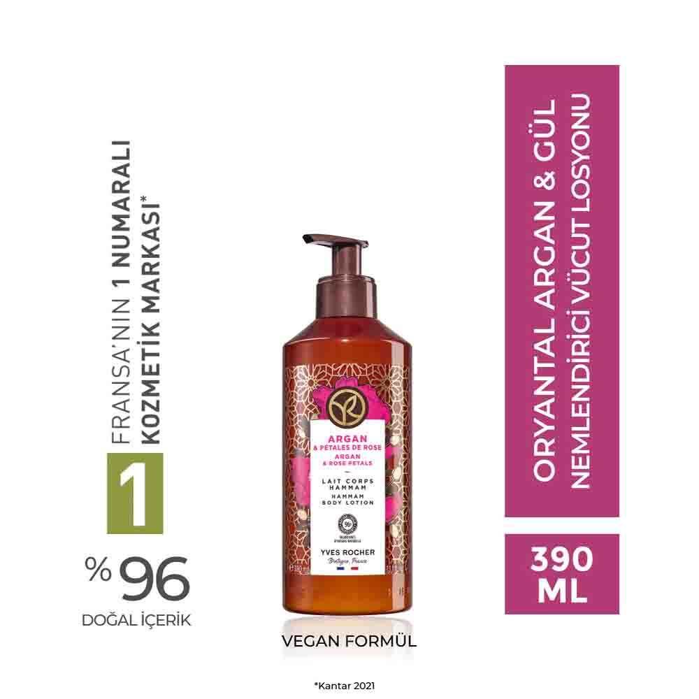 Yves Rocher Body Lotion - Luxurious Argan & Rose Scent, Non-Greasy Moisturizing Body Lotion for Dry Skin, 13.19 fl oz
