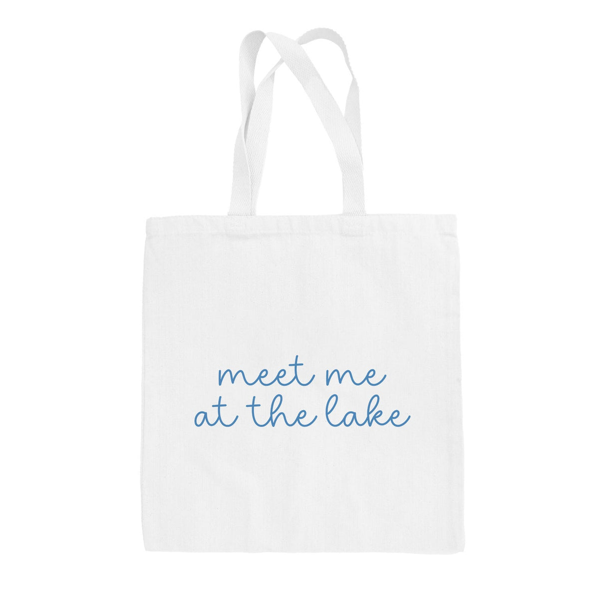 Meet Me At The Lake Blue Script (Tote Bag)
