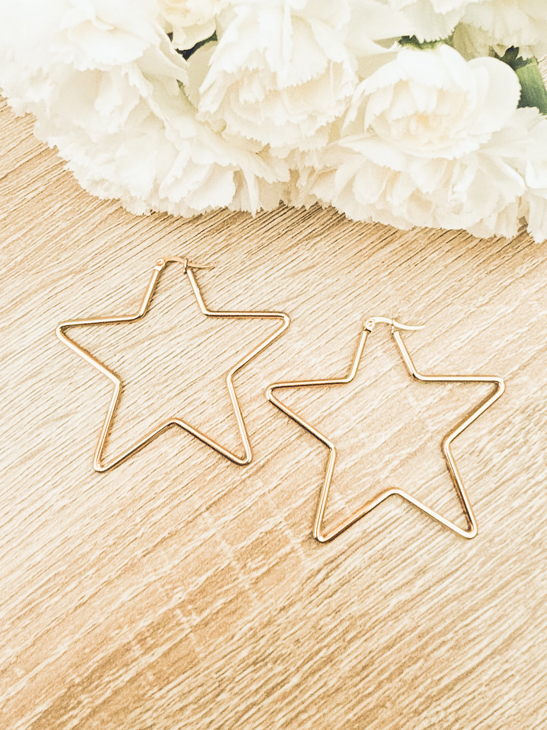 Beautiful Gold or Silver Star Hoop Earrings