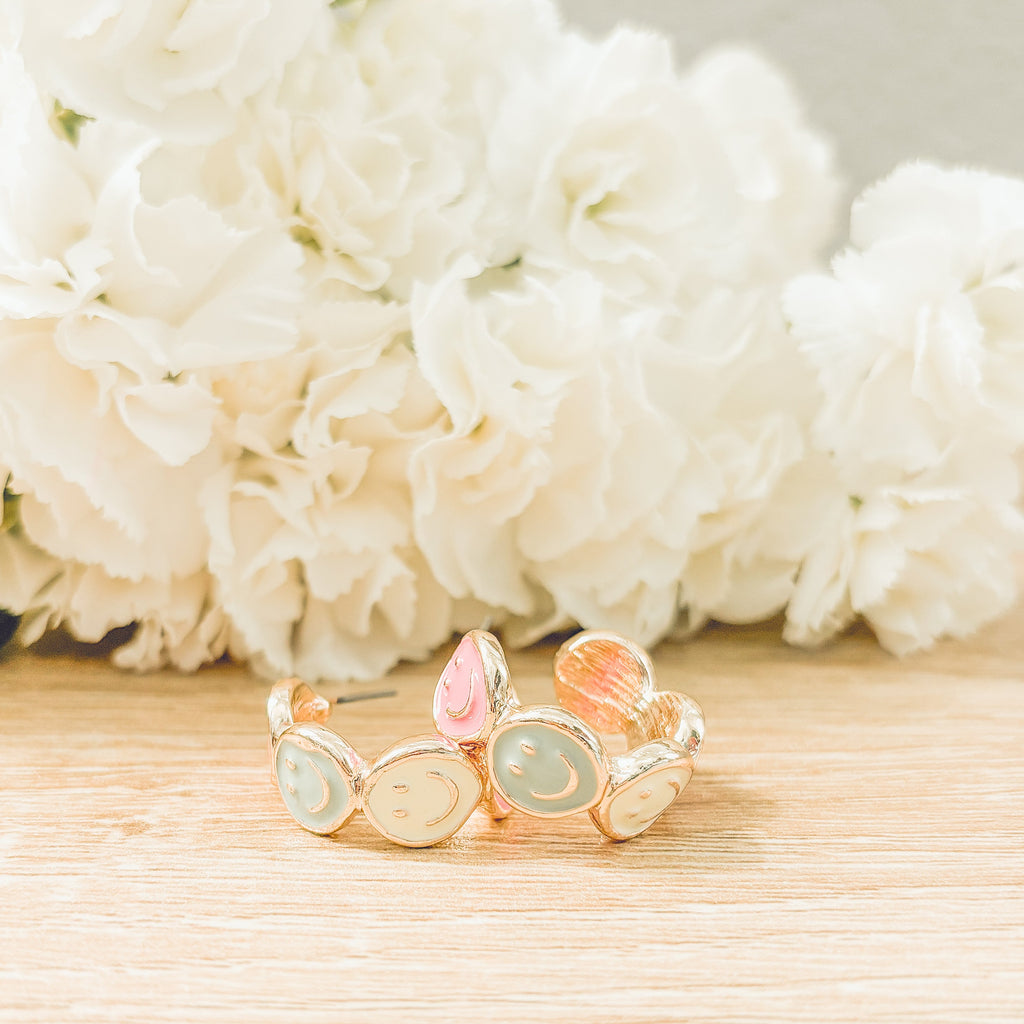Adorable Smiley Face Hoop Earrings