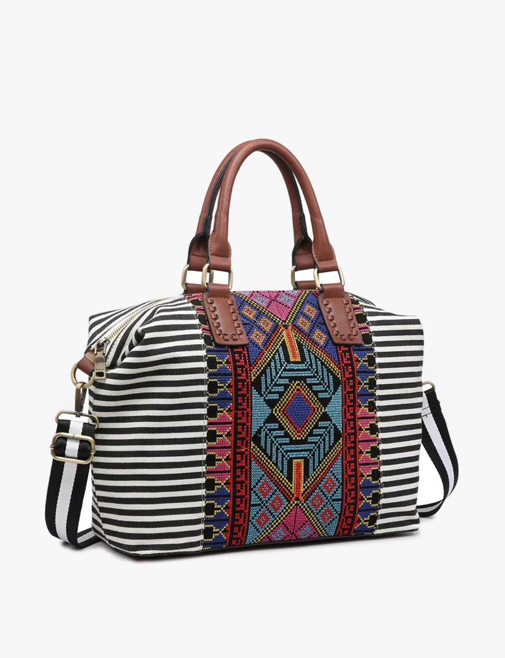 JoJo Striped Two-Tone Satchel w/ Guitar Strap