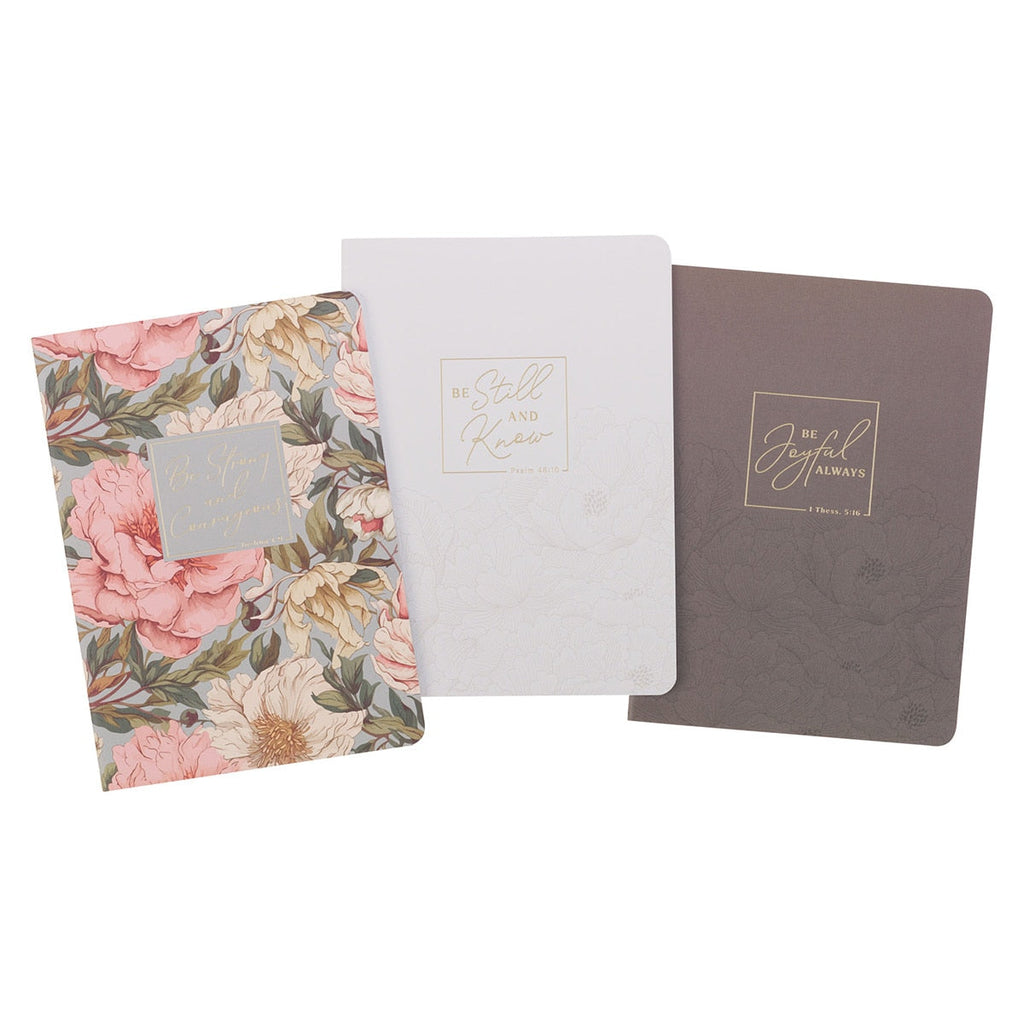 Notebook Set 3pc Lg Strong & Courageous Floral Josh 1:9