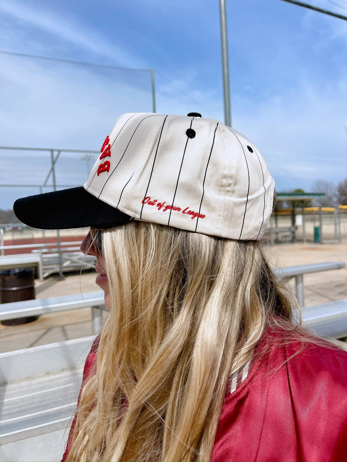 BASEBALL - Red on Black Stripe Vintage Hat