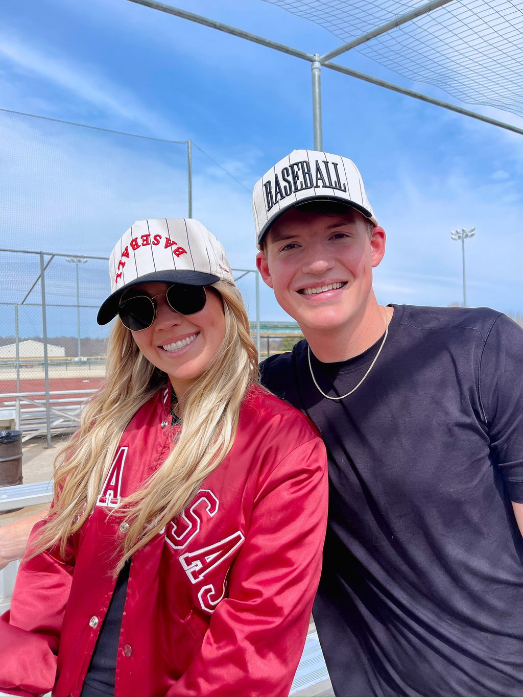 BASEBALL - Red on Black Stripe Vintage Hat