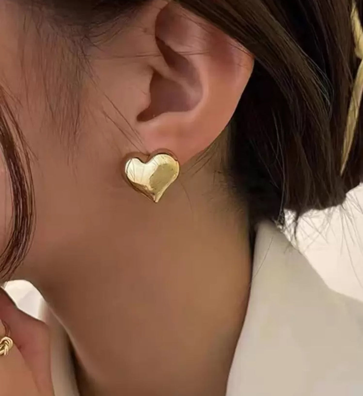 Adorable Gold or Silver Heart Stud Earrings