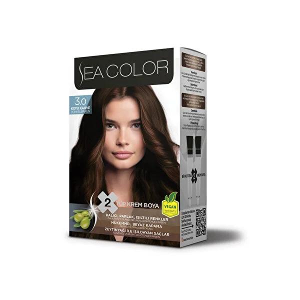 Sea Color: Dark Brown Hair Dye - Permanent, Vibrant, Shiny Color & 100% Gray Coverage for Stunning, Long-Lasting Results