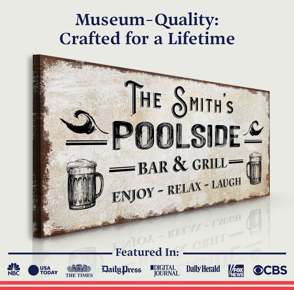 Personalized Poolside Bar And Grill Sign