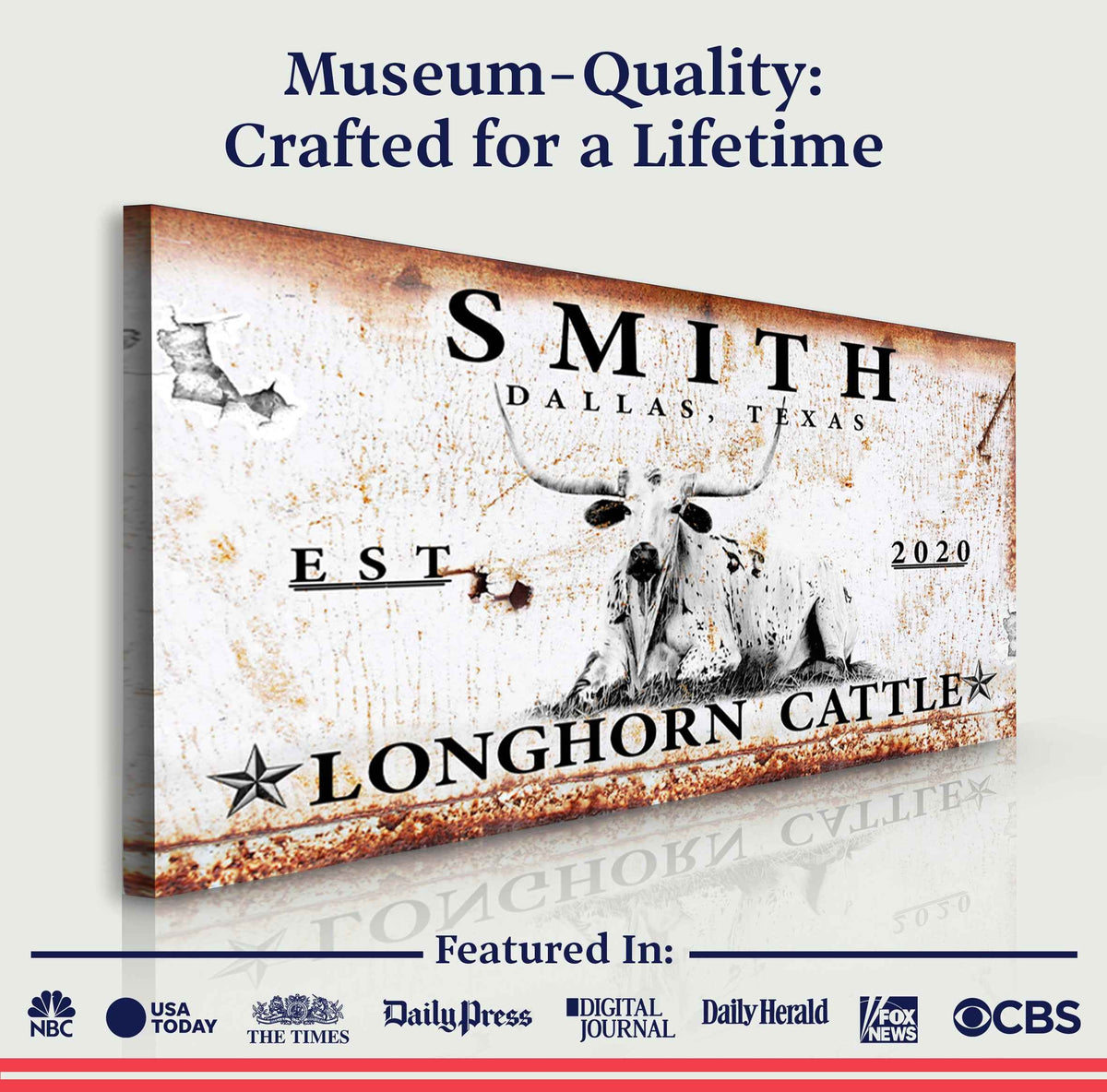 Longhorn Rustic Cattle Sign
