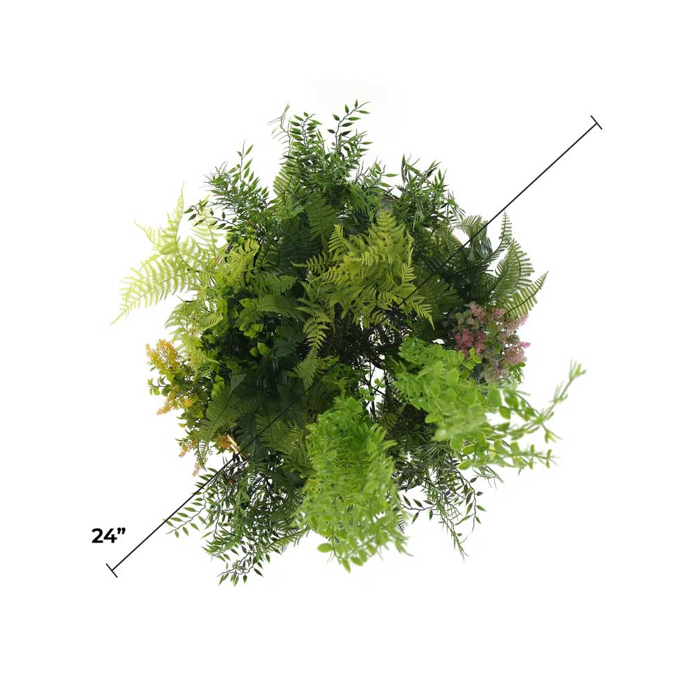 Imitation Gold Artificial Hanging Green Wall Disc Draping Plant Arrangement 24in – Limited Edition – UV Resistant
