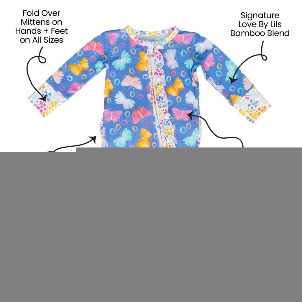 Korrie Butterflies Bamboo Ruffle Convertible Footie