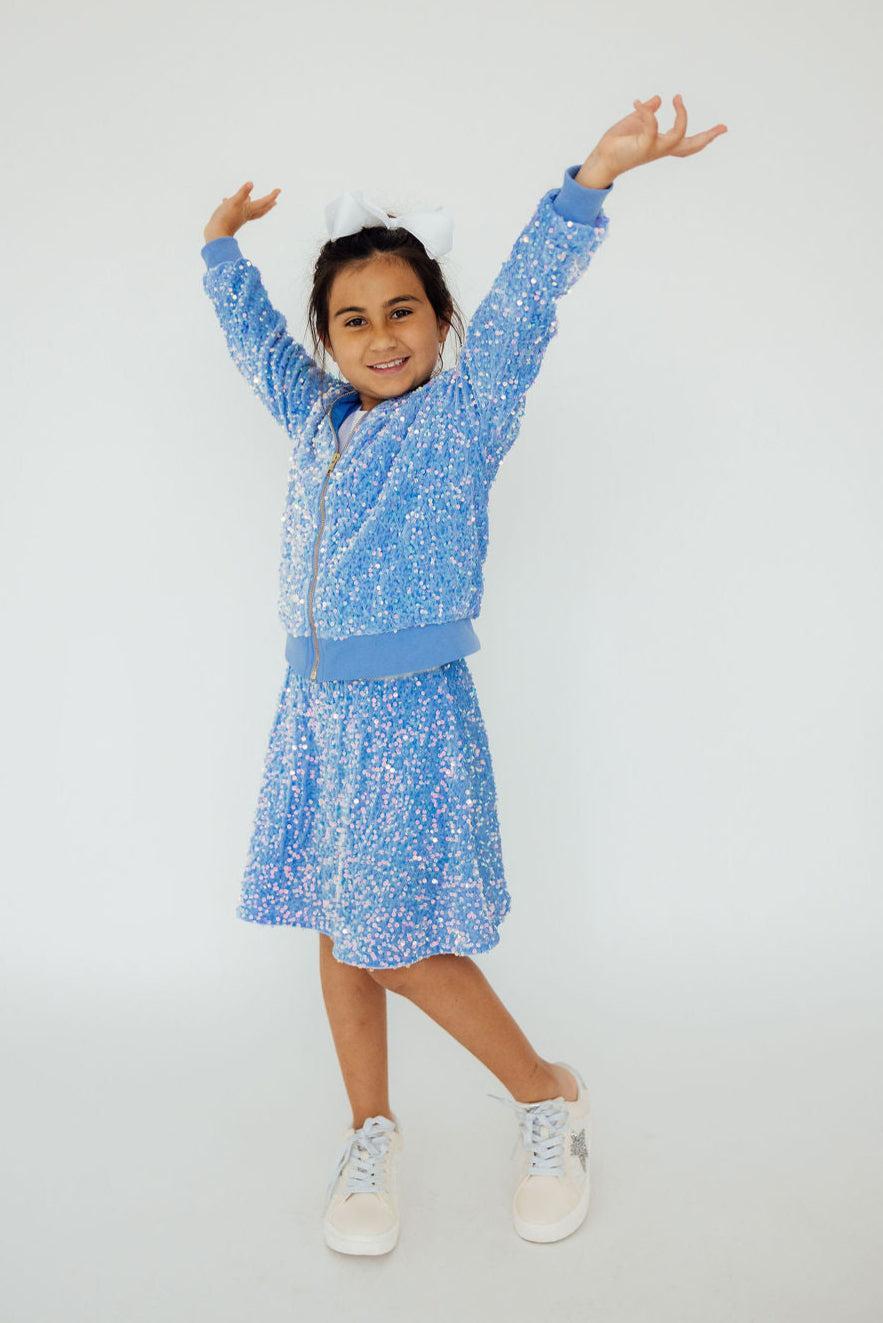 Light Blue Velvet Sequin Jacket