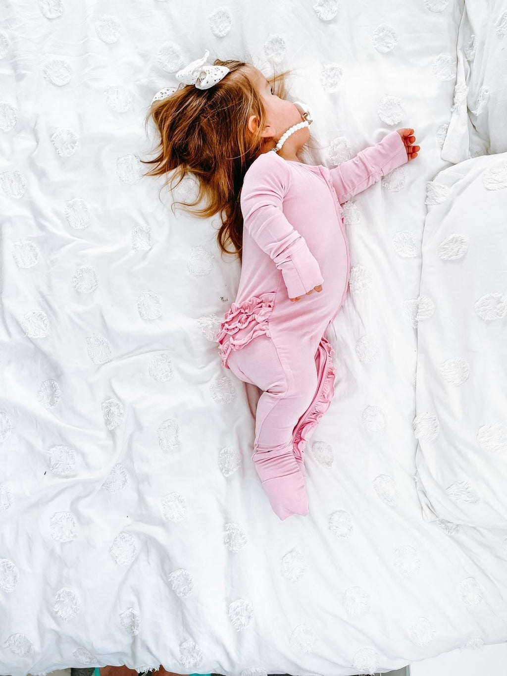 Lillian Pink Bamboo Ruffle Convertible Footie (2T-4T)