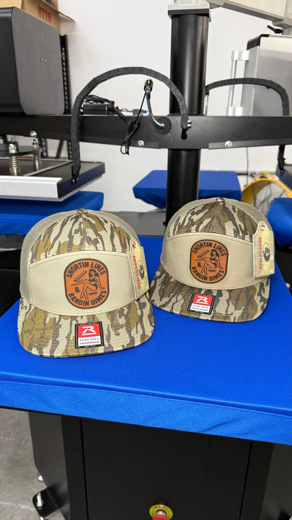 Lines and Dimes Mossy Oak Rawhide Leather Patch Hat
