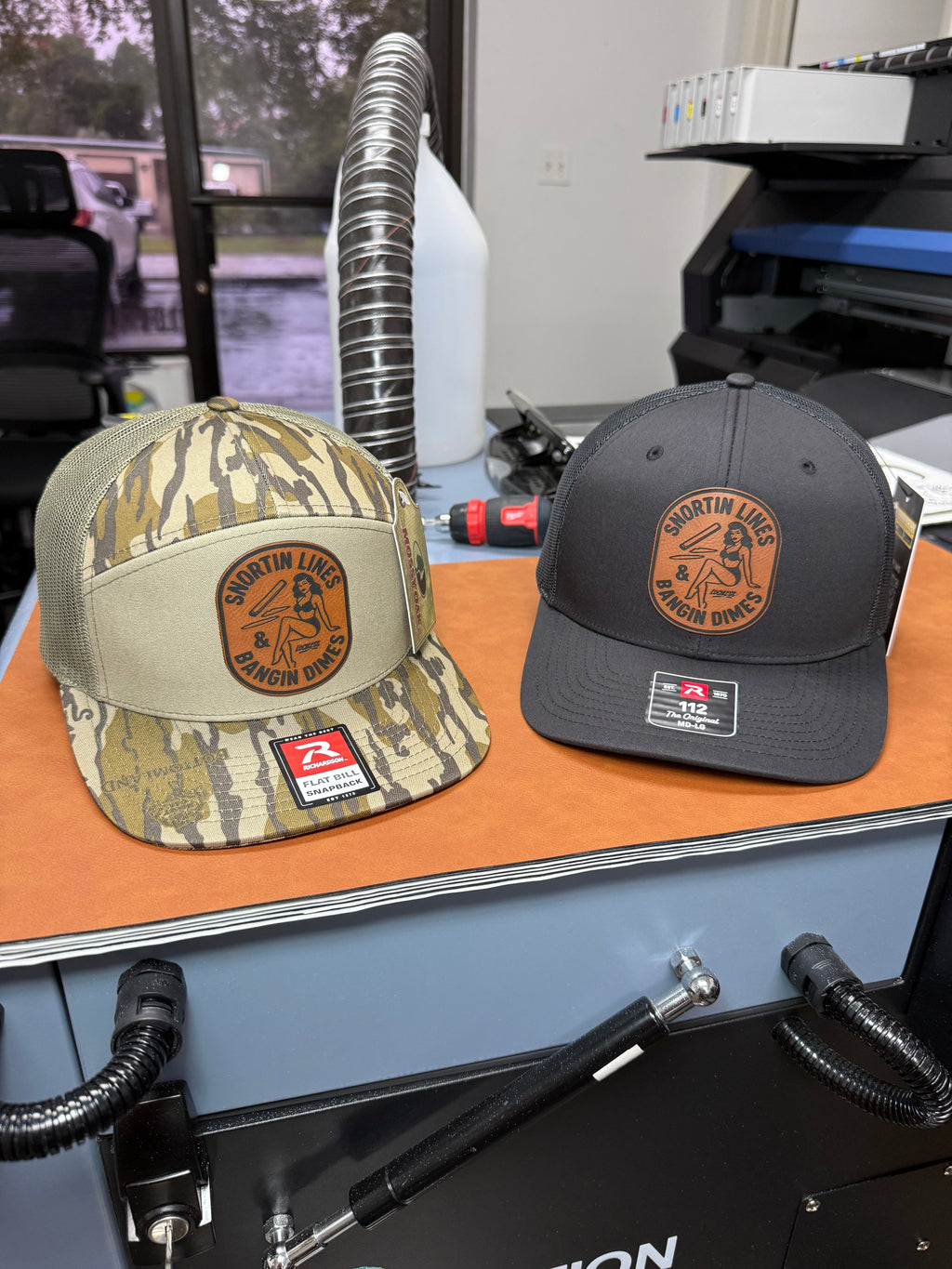 Lines and Dimes Mossy Oak Rawhide Leather Patch Hat