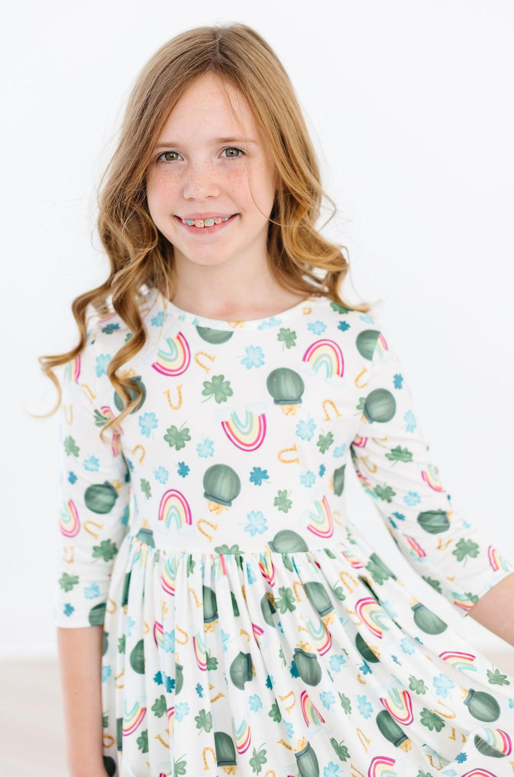 Luck of the Irish 3/4 Sleeve Pocket Twirl Dress