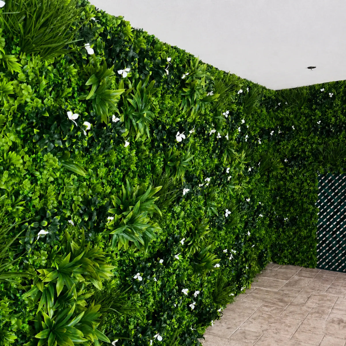 White Oasis Artificial Vertical Garden Green Wall Panel 40×40in 11 SQ FT – UV Resistant – Commercial Grade