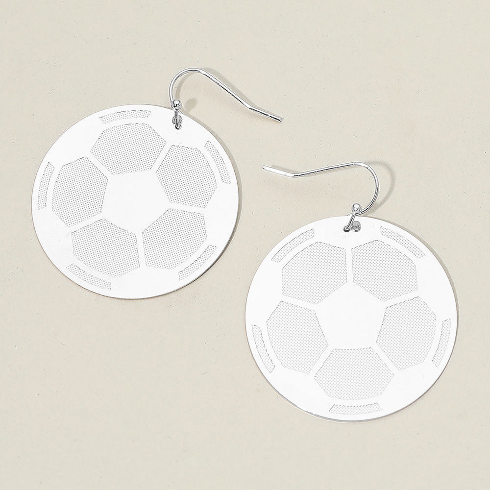 Metal Soccer Plate Dangle Earrings