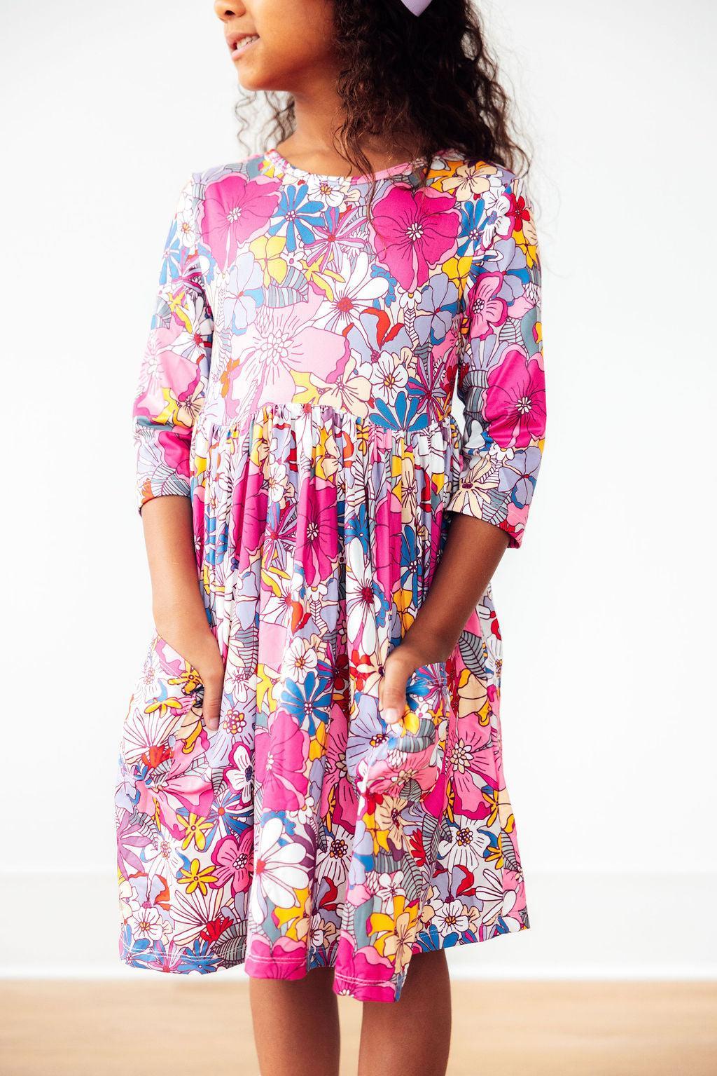 Mauve What's Up Buttercup 3/4 Sleeve Pocket Twirl Dress