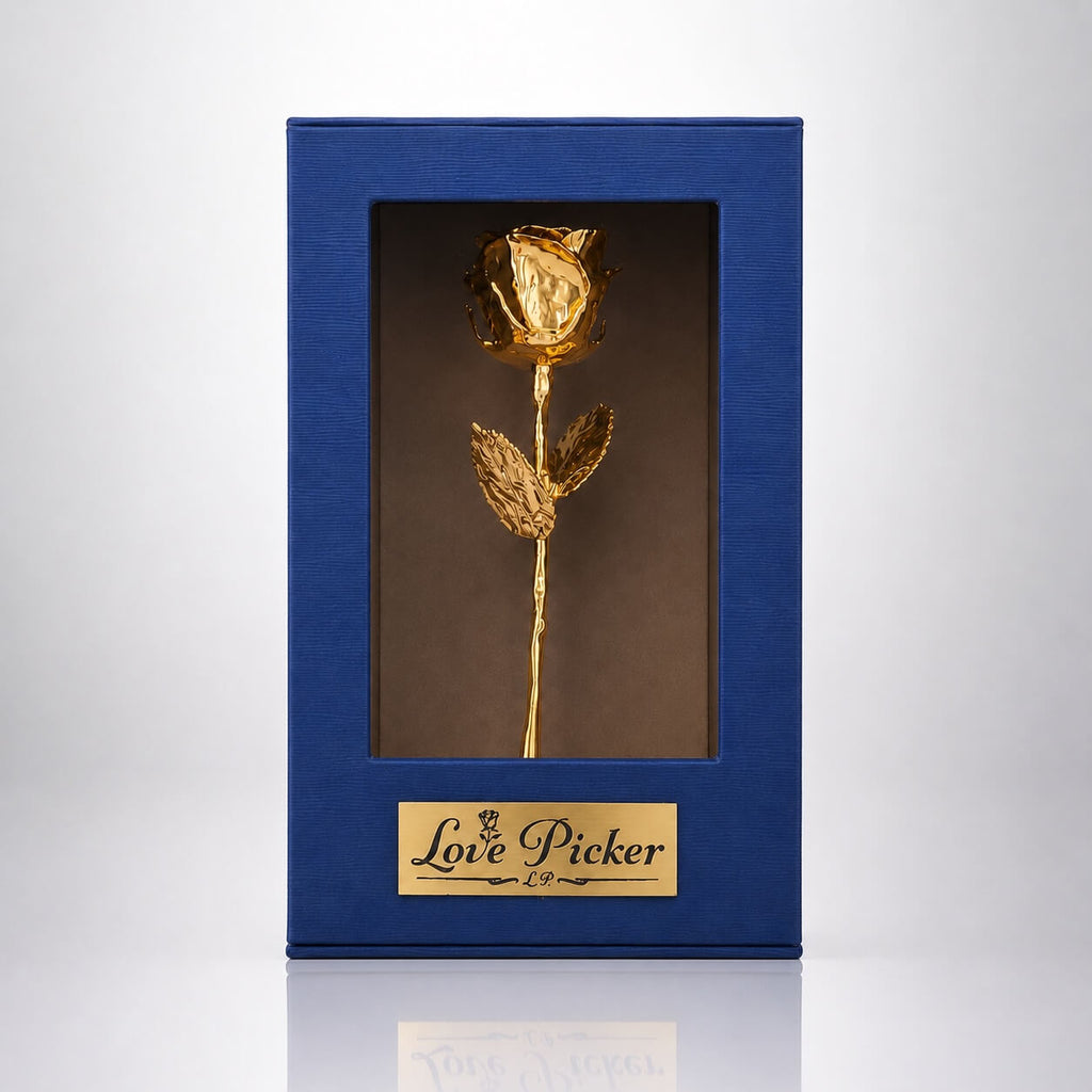 24K Gold Rose in Standing Clear Window Display Box | LovePicker