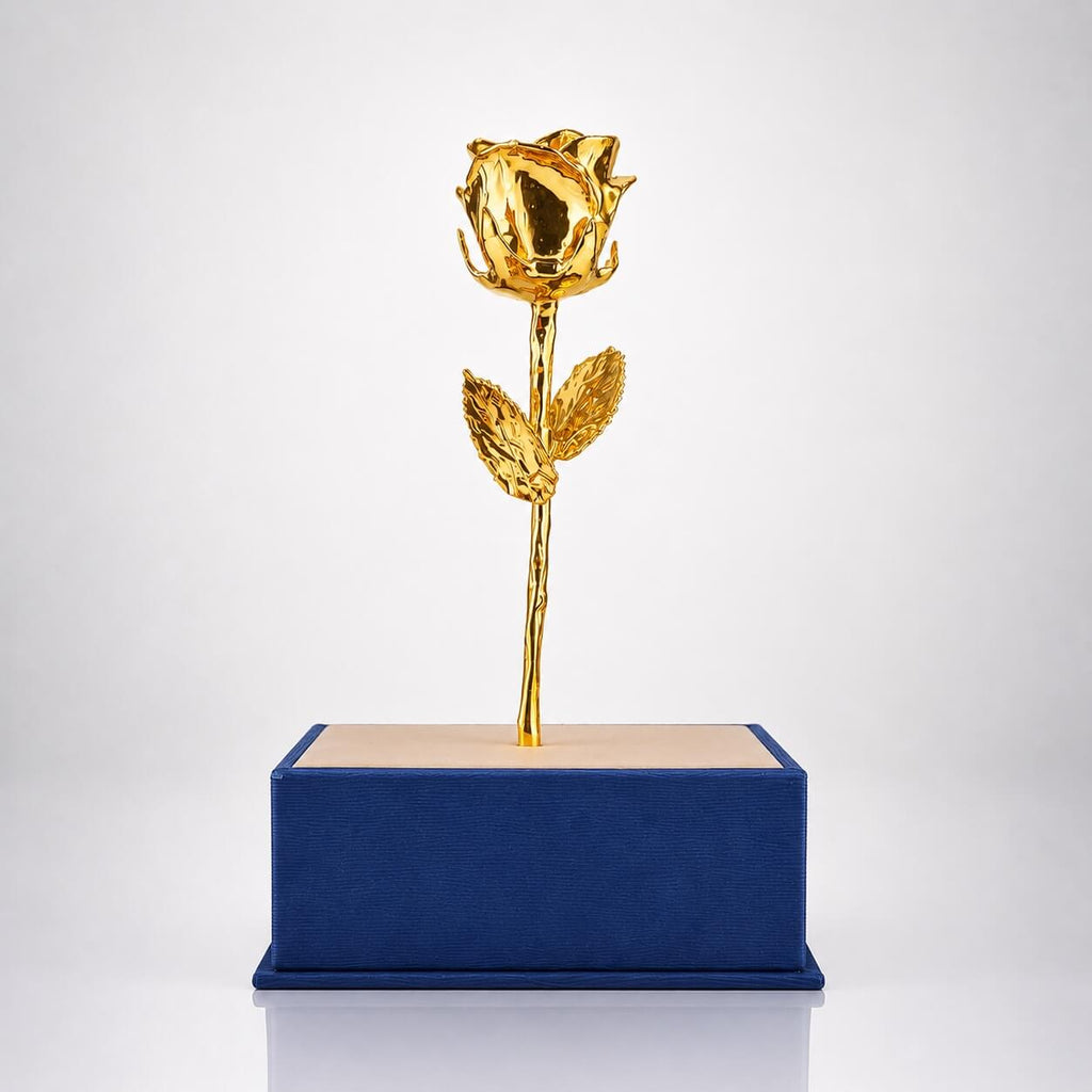 24K Gold Rose in Standing Clear Window Display Box | LovePicker