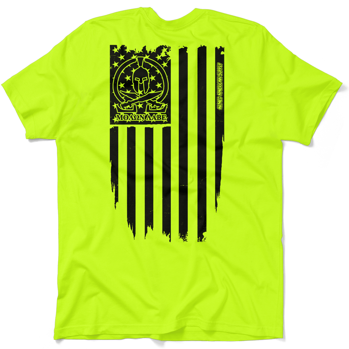 Molon Labe Ghost Flag - Safety Yellow T-Shirt