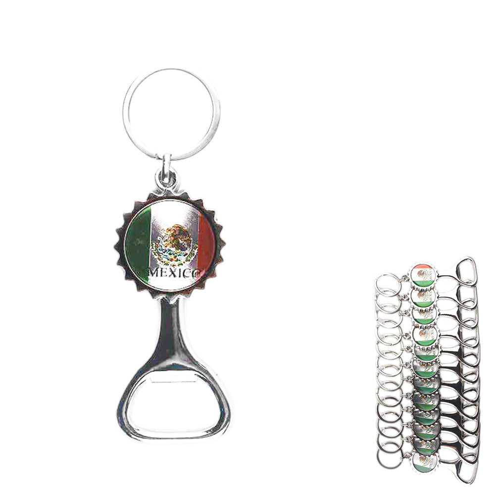 12PCS - Mexico Flag Printed Bottle Opener Keychains